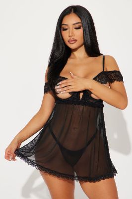 Only You Mesh Babydoll - Black sold by Fashion Nova