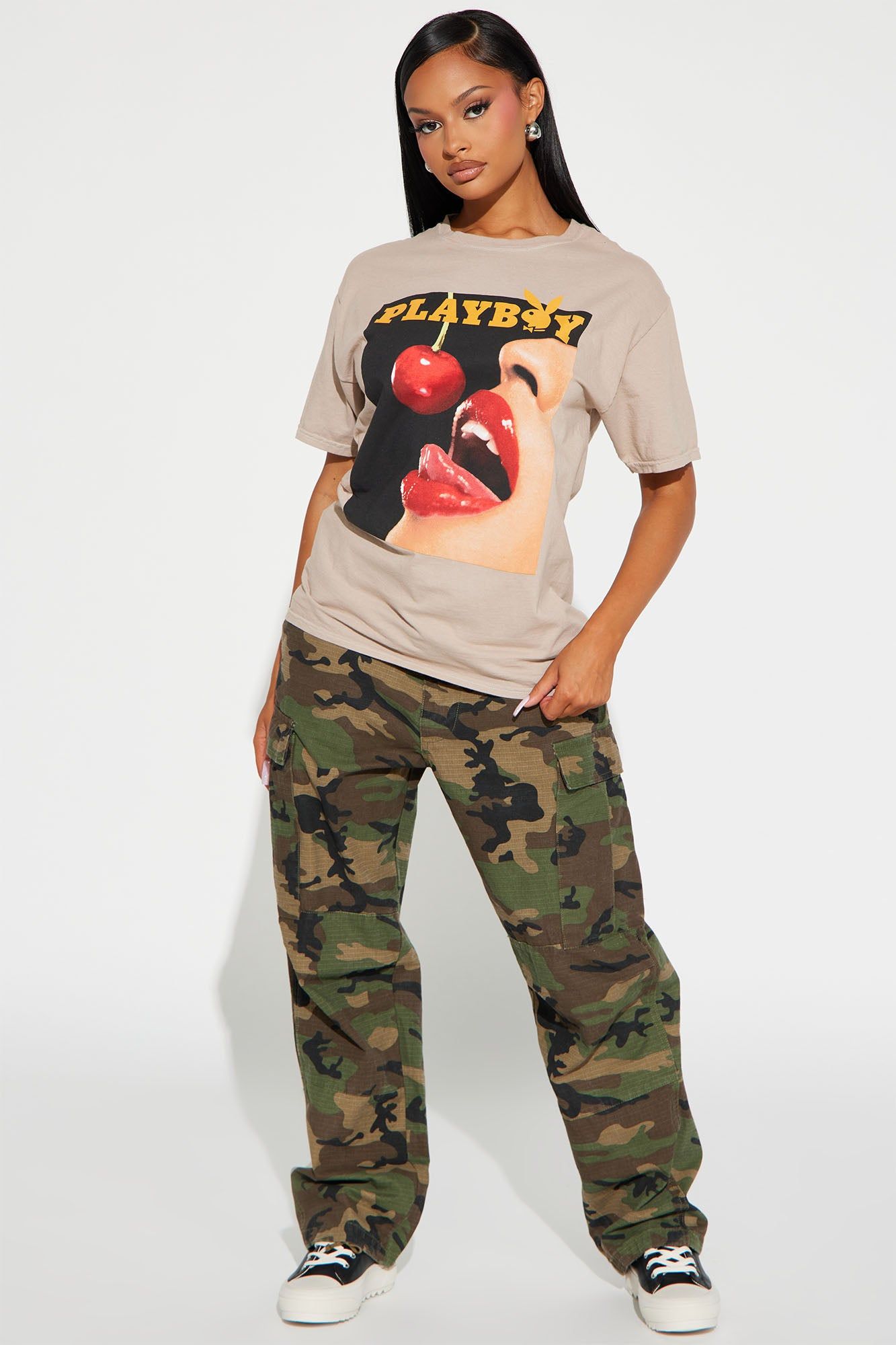 Cherry Flavor Playboy Graphic Tee - Taupe sold by Fashion Nova product image thumbnail 2