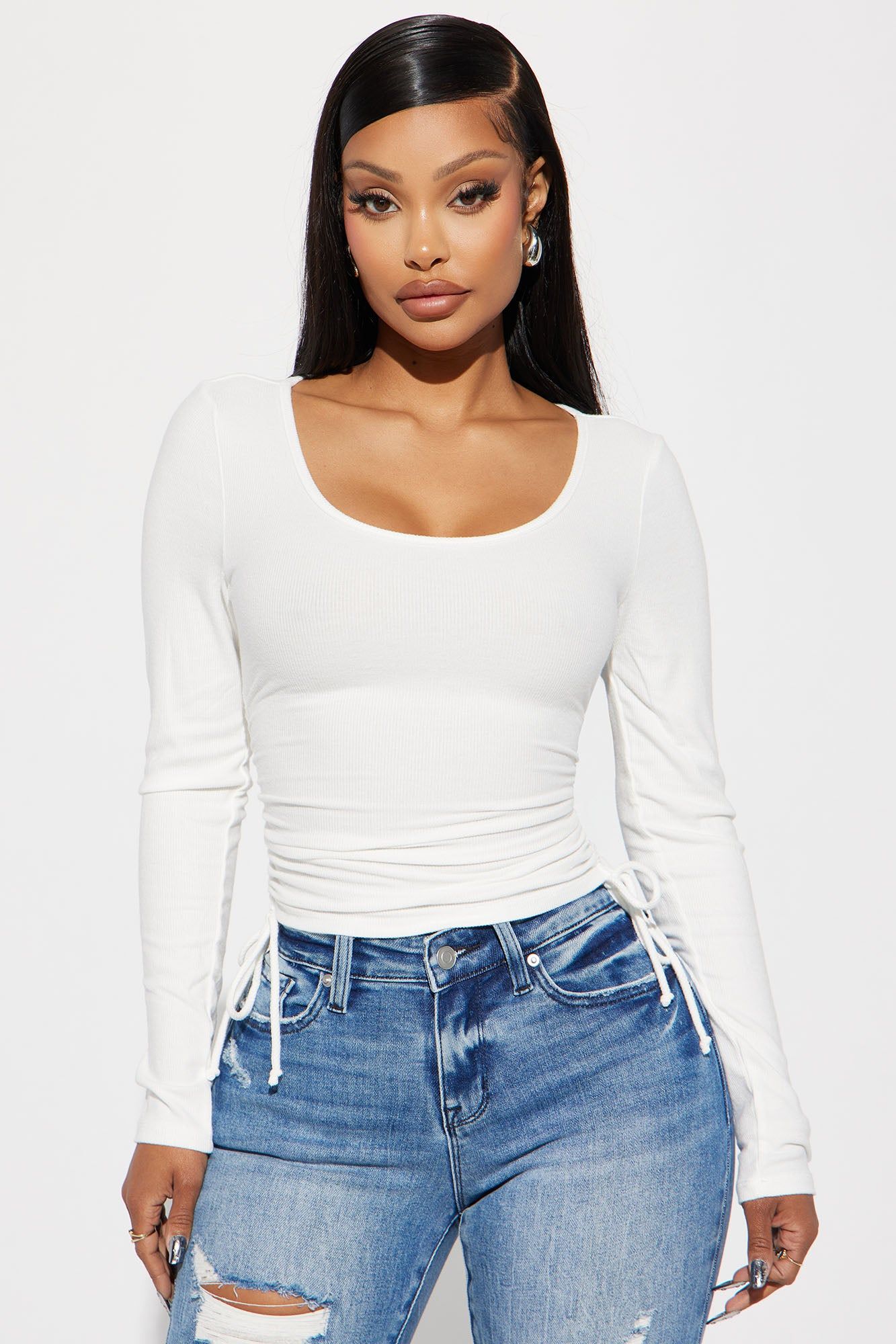Jamie Ruched Top - Off White sold by Fashion Nova