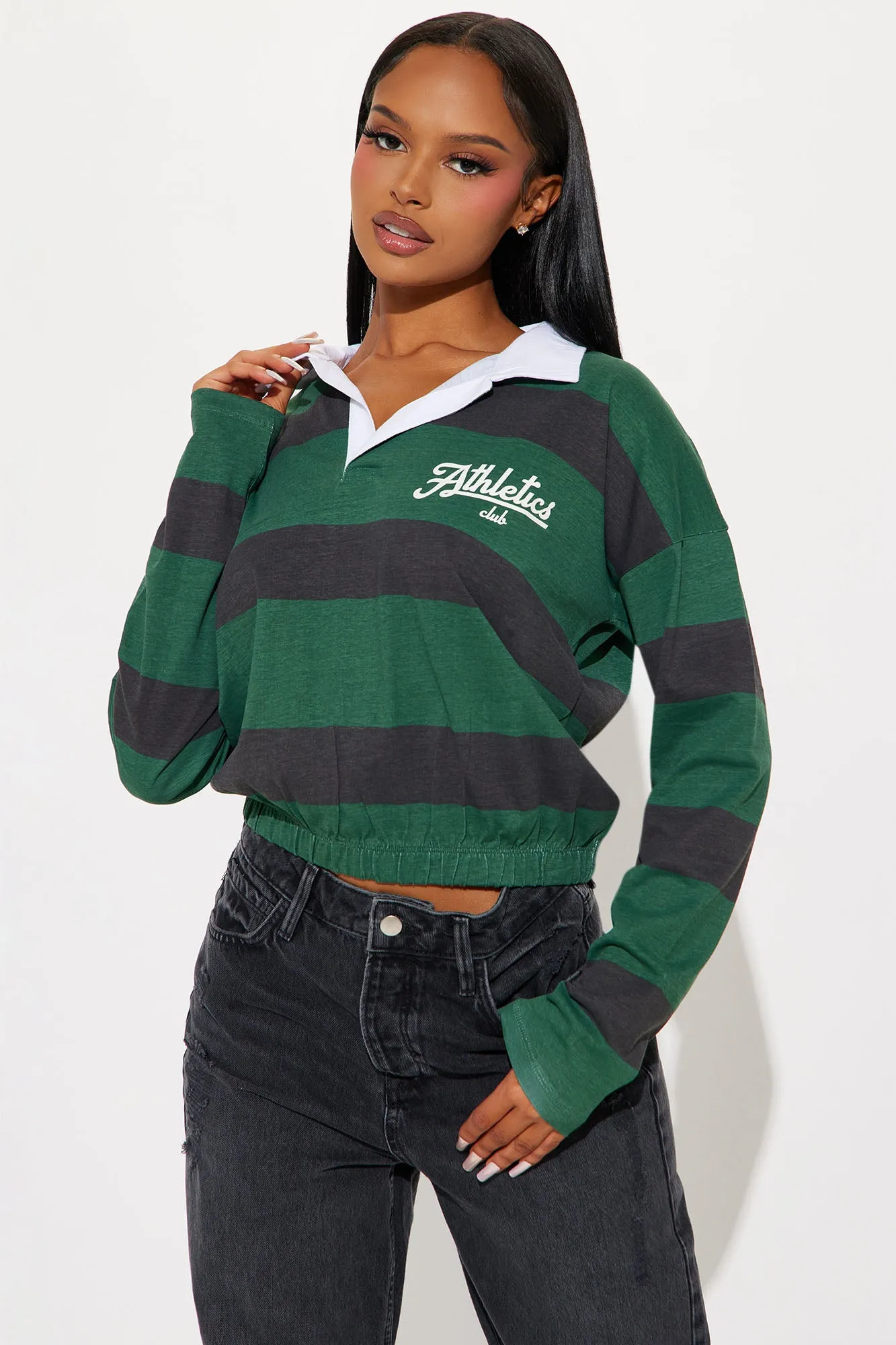 Athletics Club Polo Top - Green sold by Fashion Nova