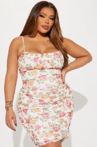 Floral Mesh Mini Dress 11- Off White sold by Fashion Nova