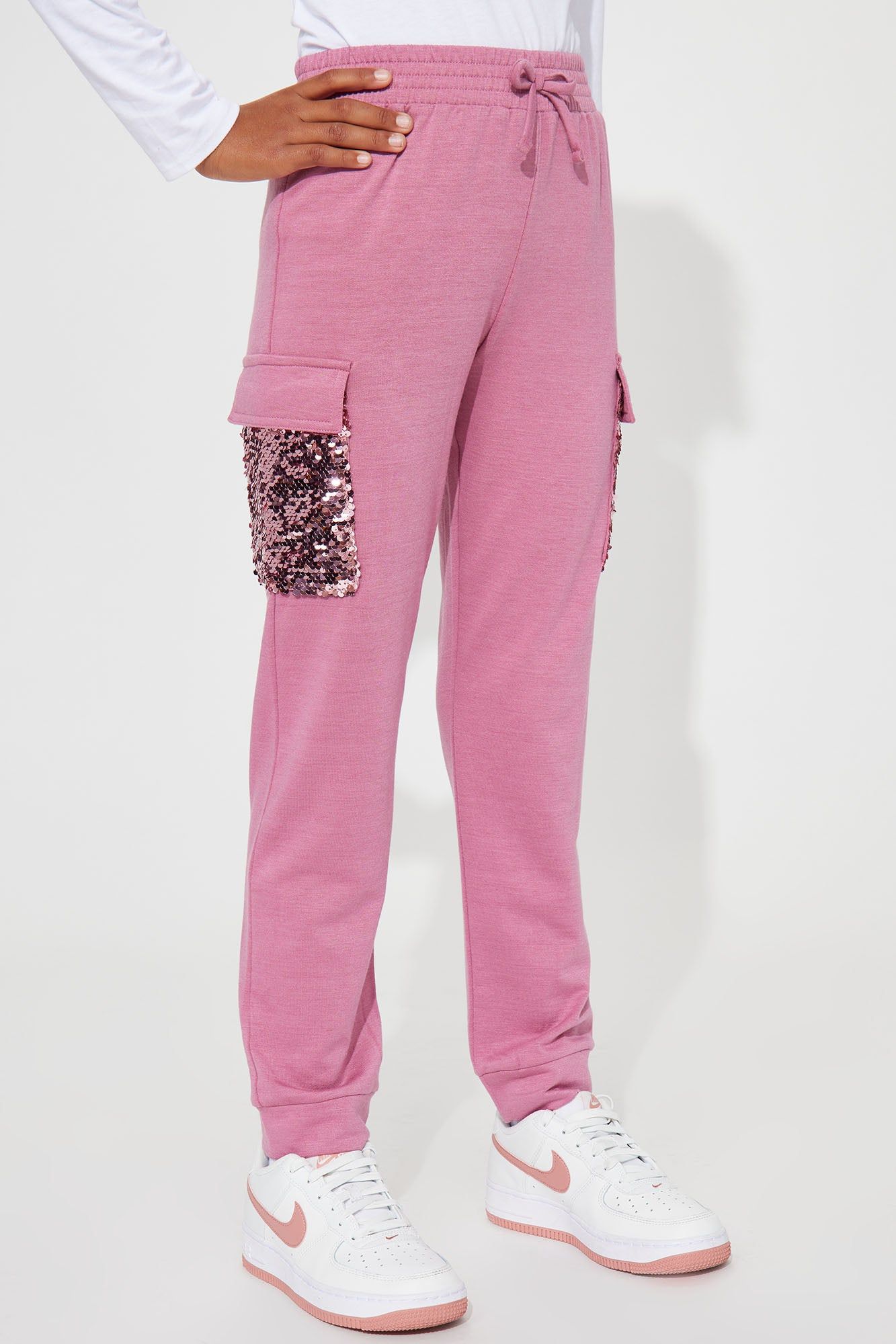 Mini Sequin Princess Cargo Pockets Jogger - Mauve sold by Fashion Nova product image thumbnail 2