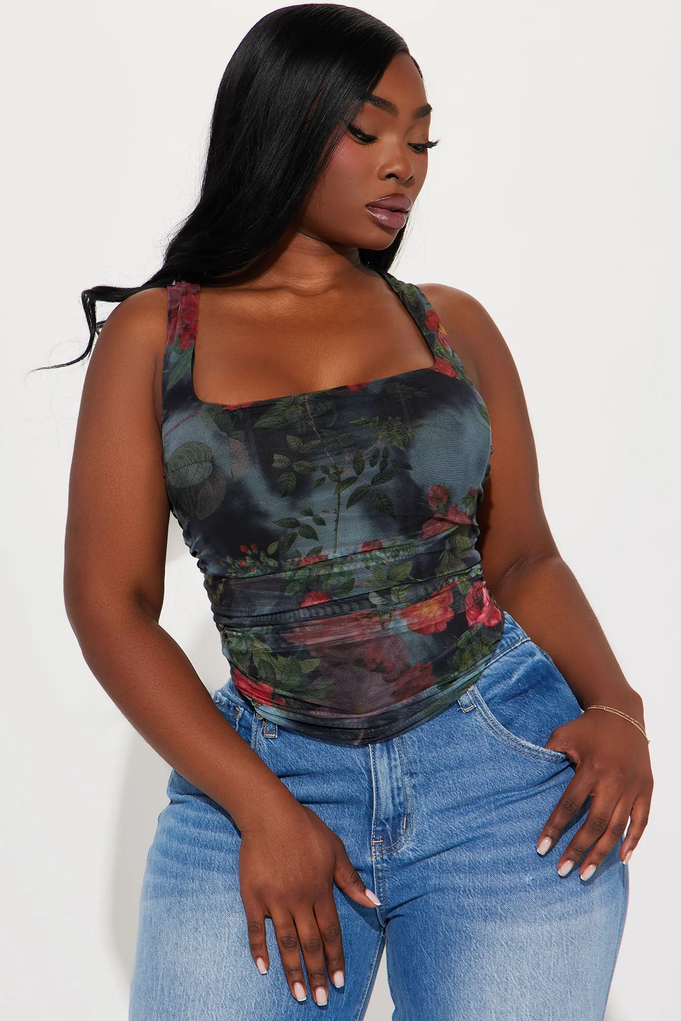 Find You Love Floral Corset Top - Black/combo sold by Fashion Nova product image thumbnail 4