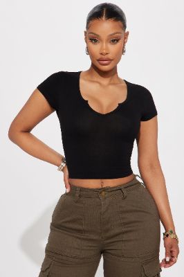 Natalie Short Sleeve Tee - Black sold by Fashion Nova