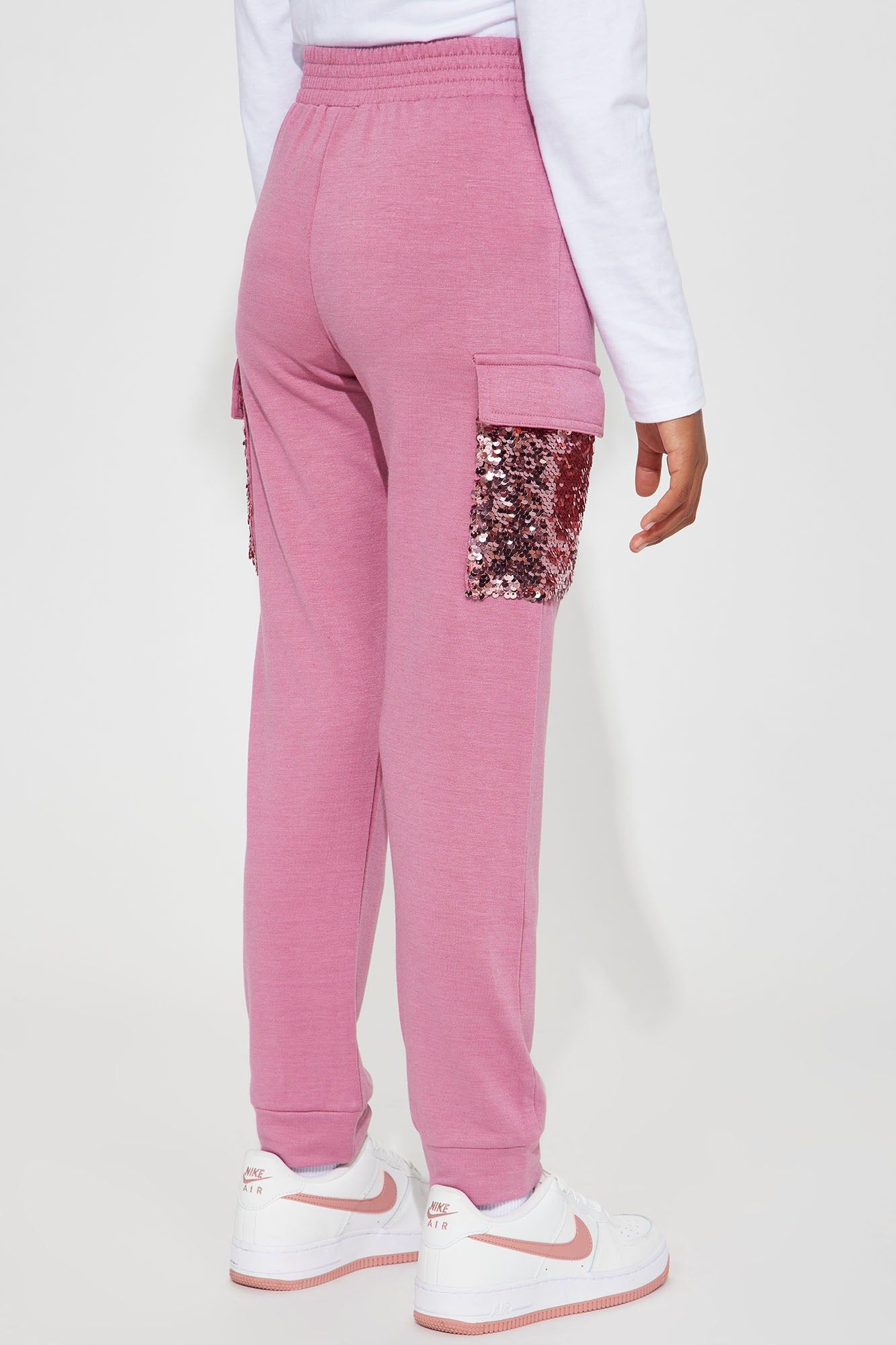Mini Sequin Princess Cargo Pockets Jogger - Mauve sold by Fashion Nova product image thumbnail 4