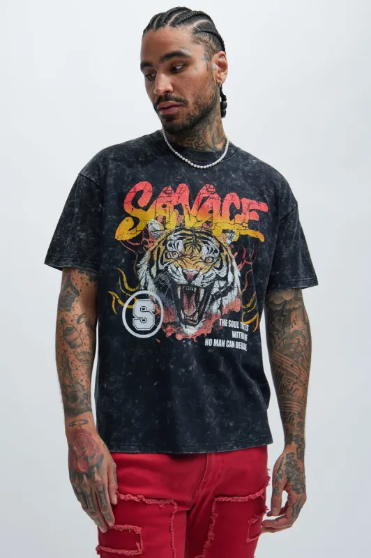 Savage Hustle Boxy Short Sleeve Tee - Black sold by Fashion Nova