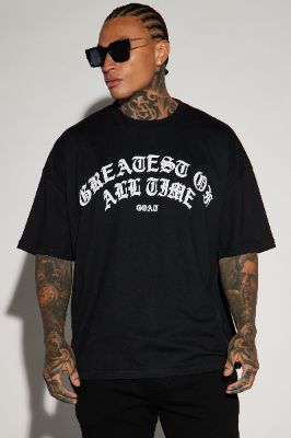 The Greatest Goat Of All Time Oversized Short Sleeve Tee - Black sold by Fashion Nova