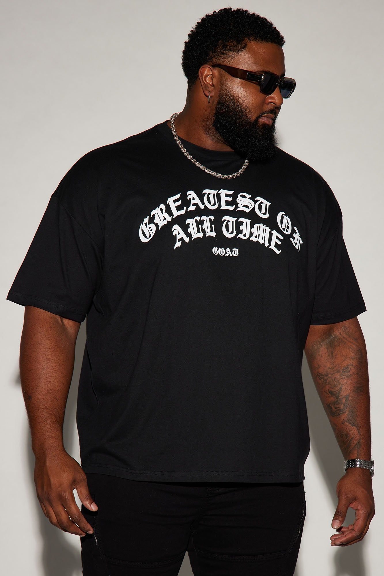 The Greatest Goat Of All Time Oversized Short Sleeve Tee - Black sold by Fashion Nova product image thumbnail 4