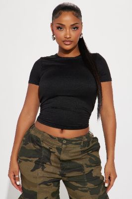 Original Crew Neck Double Layered Tee - Black sold by Fashion Nova