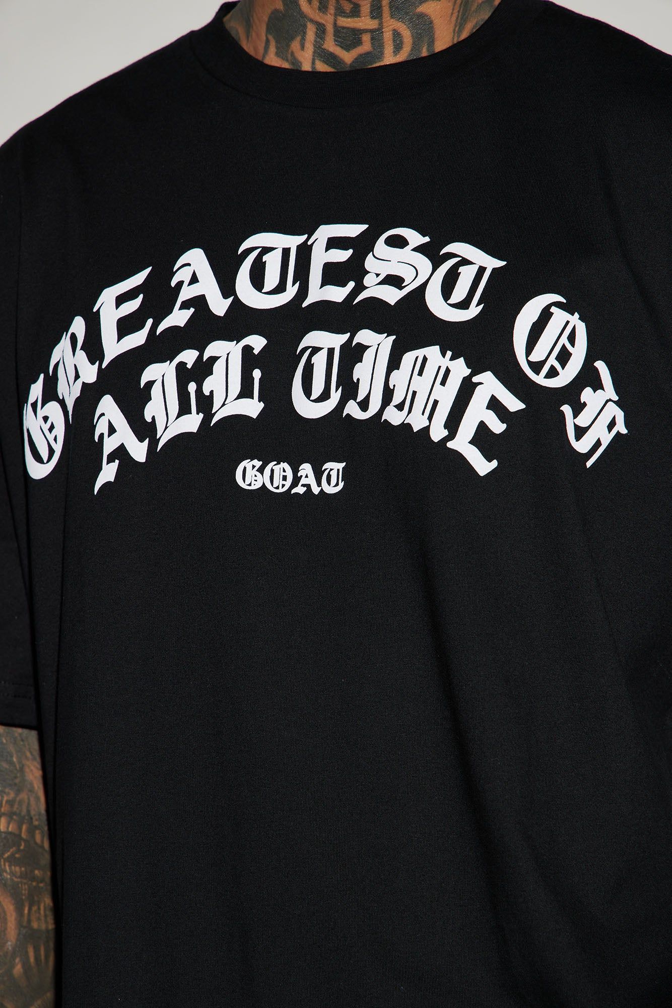 The Greatest Goat Of All Time Oversized Short Sleeve Tee - Black sold by Fashion Nova product image thumbnail 3