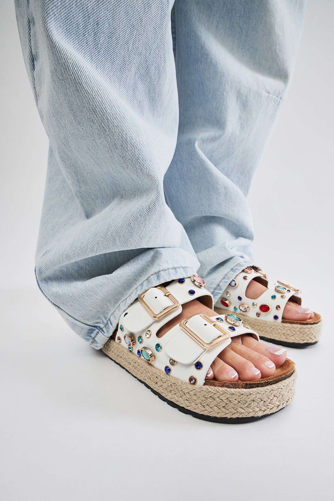 Members Only Platform Slides - White sold by Fashion Nova