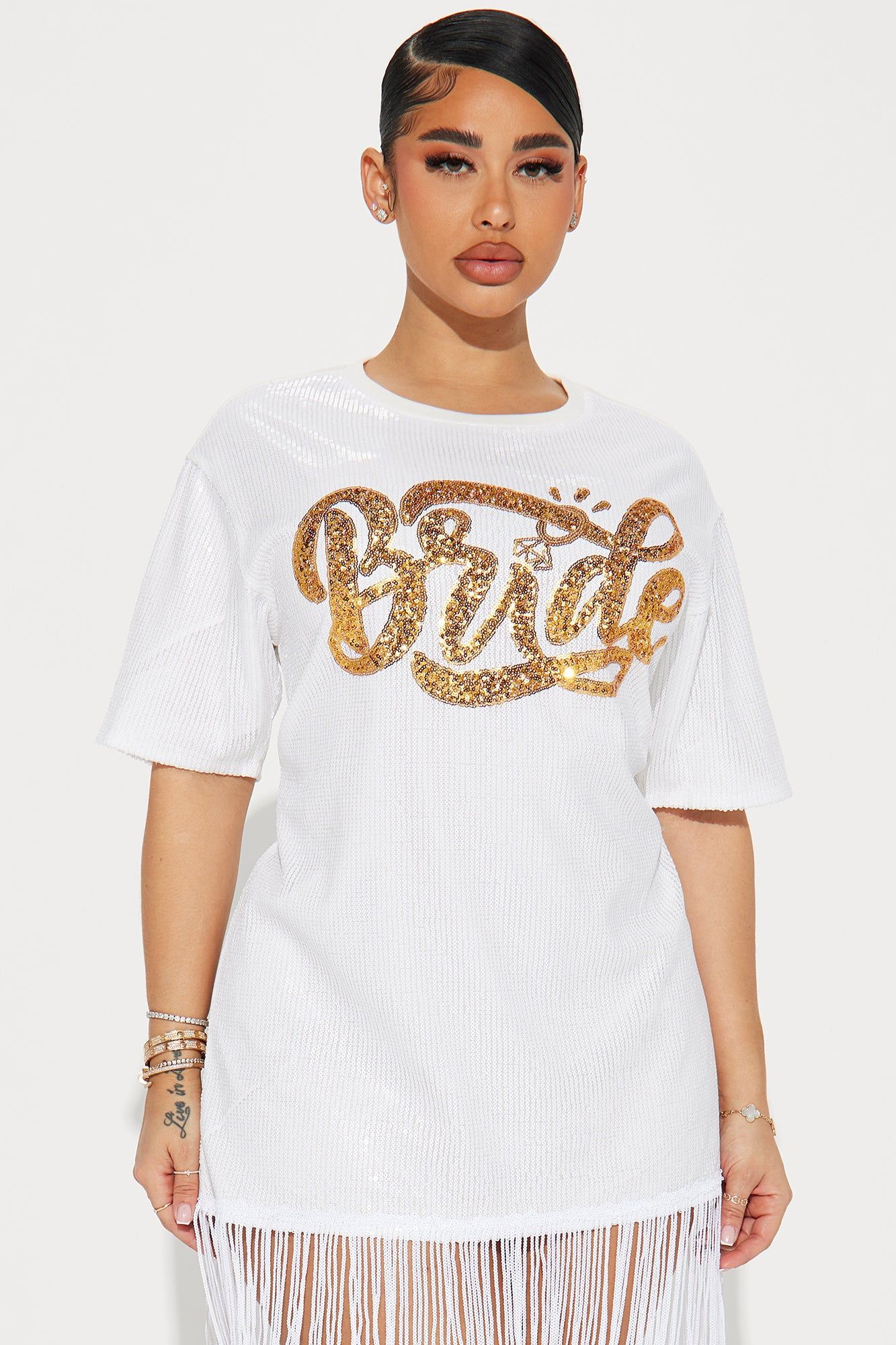 Bride Sequin Mini Dress - Gold/combo sold by Fashion Nova product image thumbnail 2