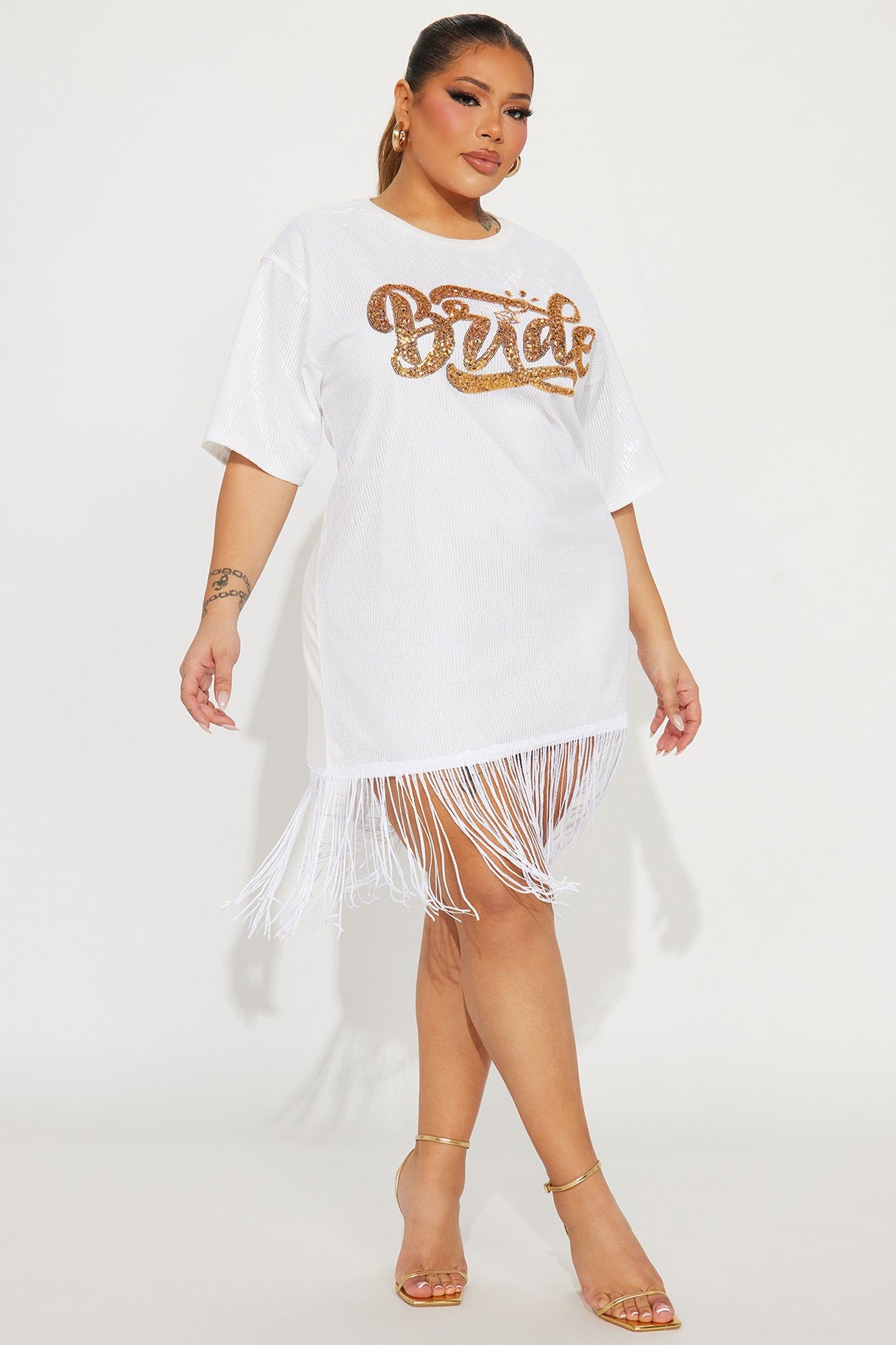 Bride Sequin Mini Dress - Gold/combo sold by Fashion Nova product image thumbnail 5