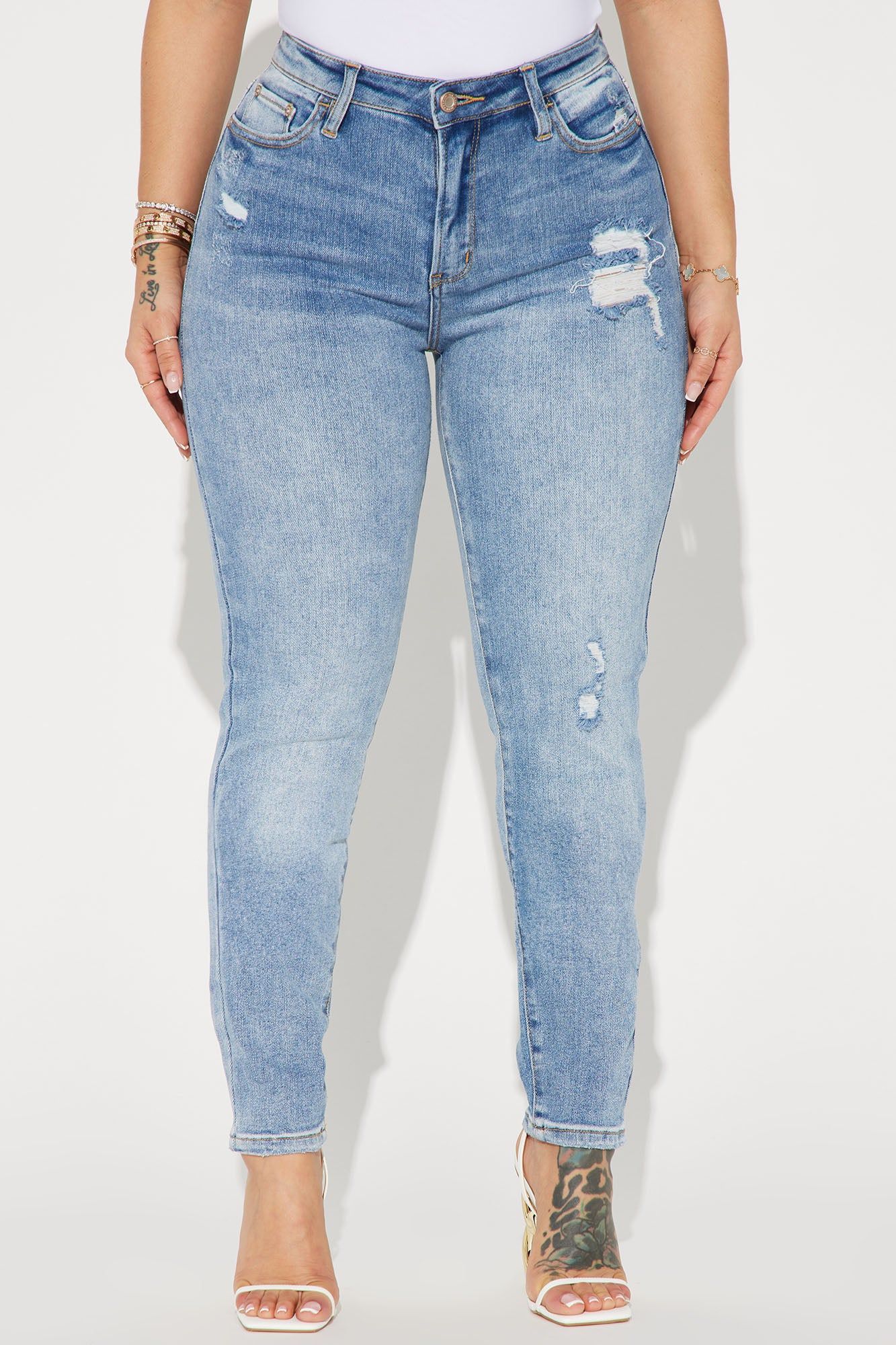 Doing It Justice Stretch Ripped Skinny Jeans - Medium Wash sold by Fashion Nova product image thumbnail 2
