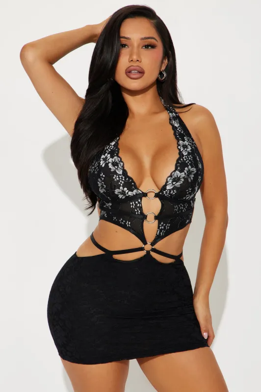 Lyla Lace Micro Mini Dress - Black sold by Fashion Nova
