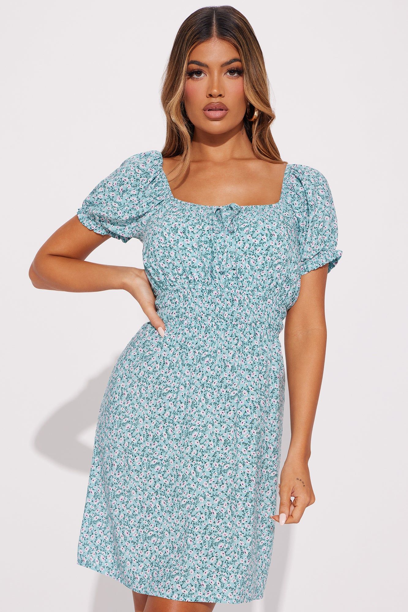 Sally Floral Mini Dress - Turquoise sold by Fashion Nova product image thumbnail 2