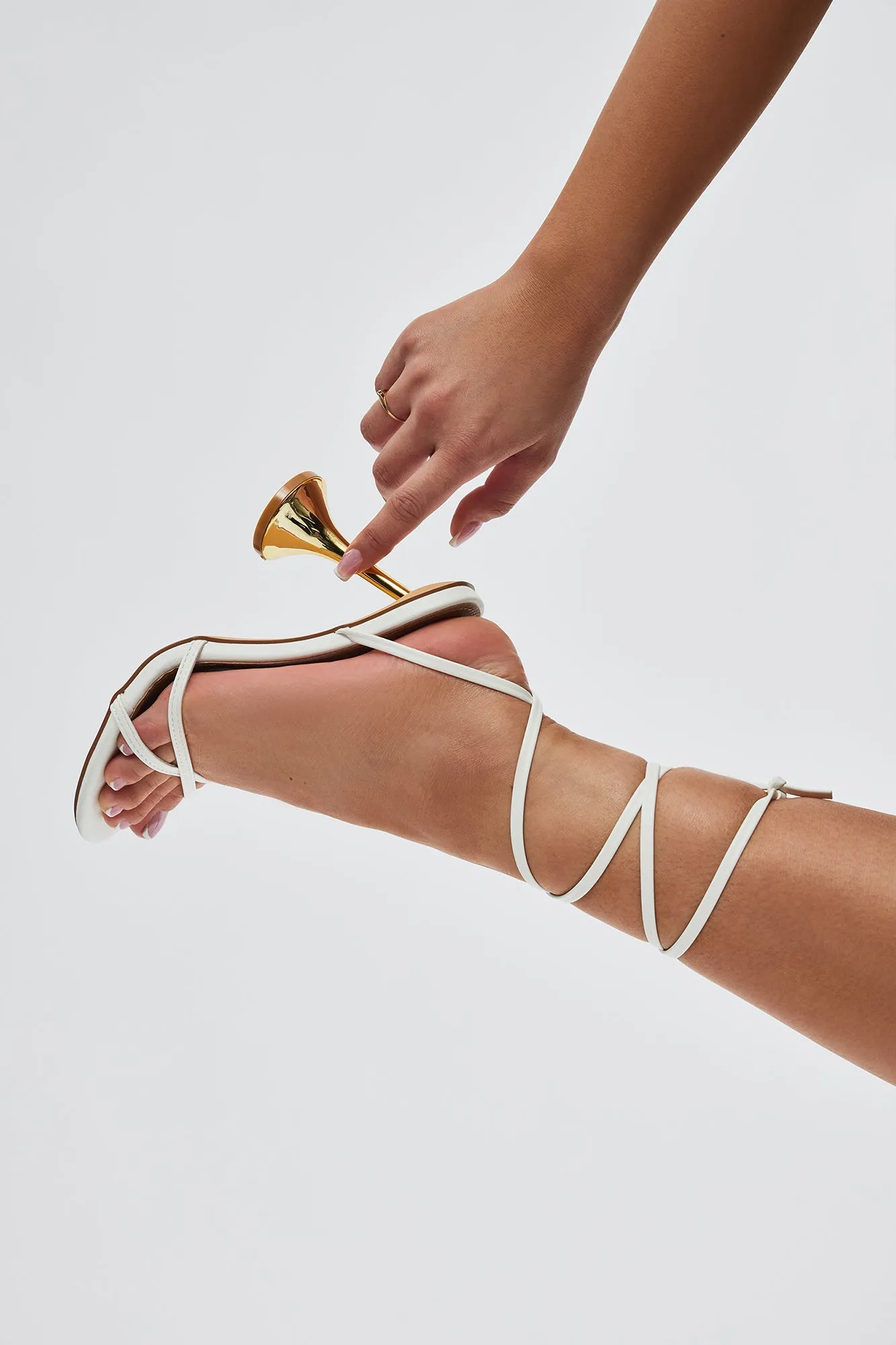 Blind Love Wrap Up Heels - White sold by Fashion Nova