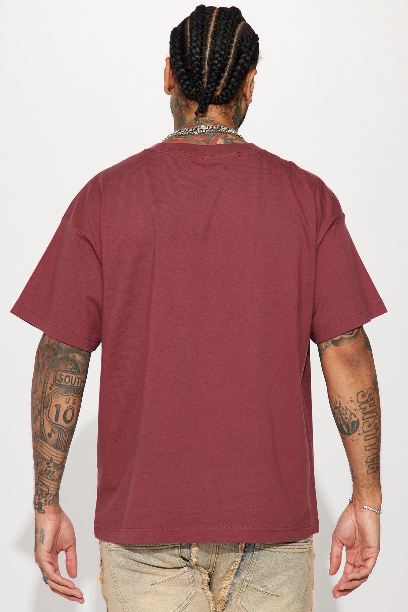 Essential Oversize Short Sleeve Tee - Burgundy sold by Fashion Nova product image thumbnail 4