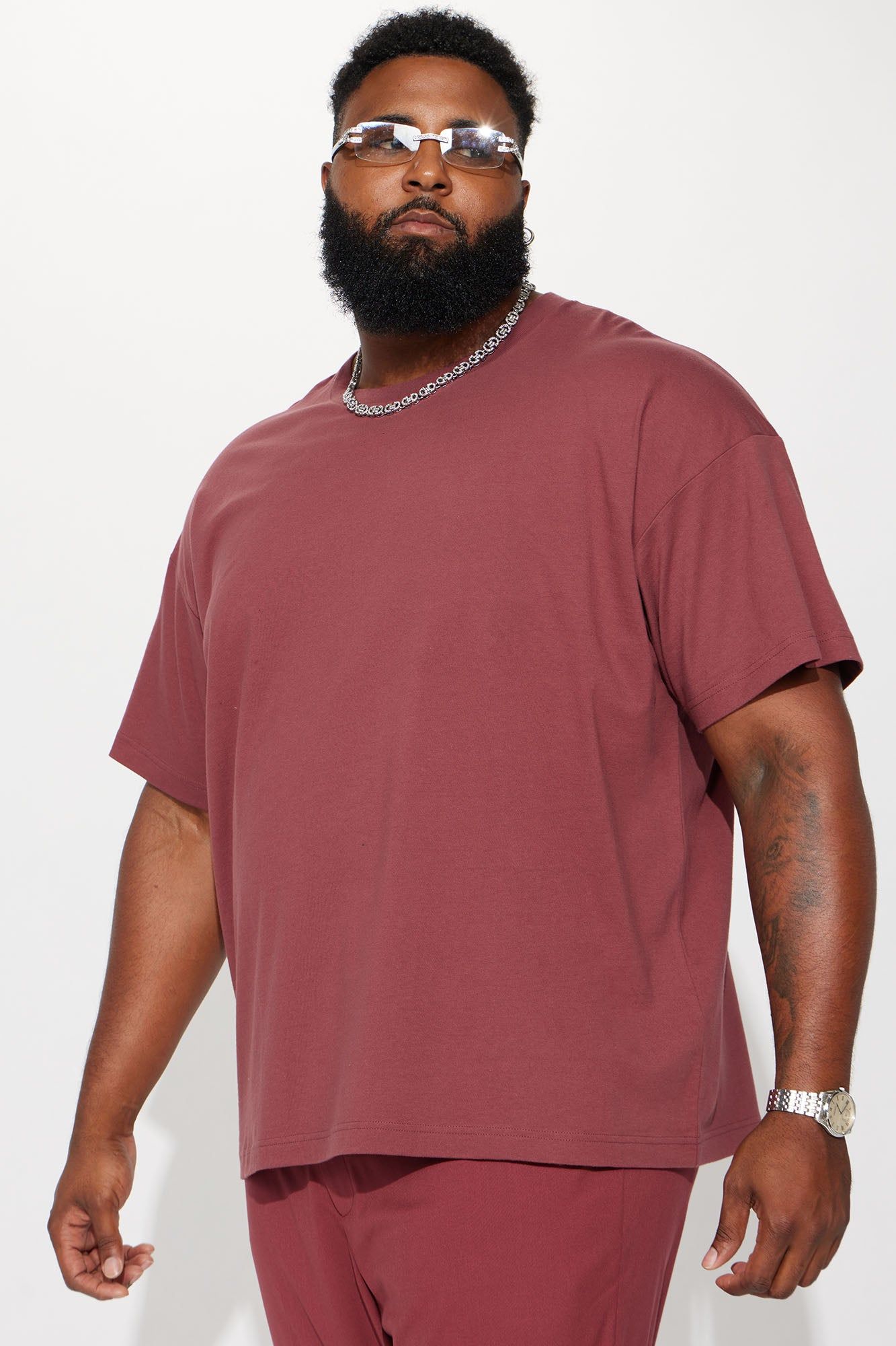 Essential Oversize Short Sleeve Tee - Burgundy sold by Fashion Nova product image thumbnail 2