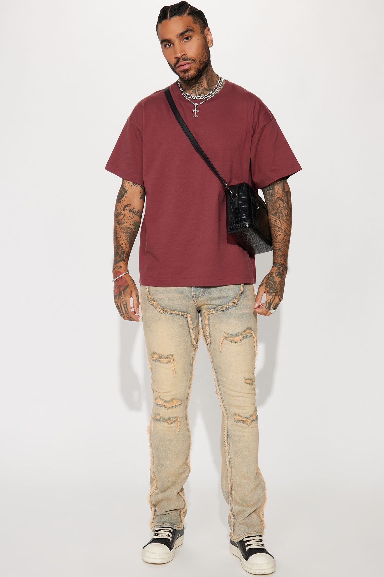 Essential Oversize Short Sleeve Tee - Burgundy sold by Fashion Nova product image thumbnail 3