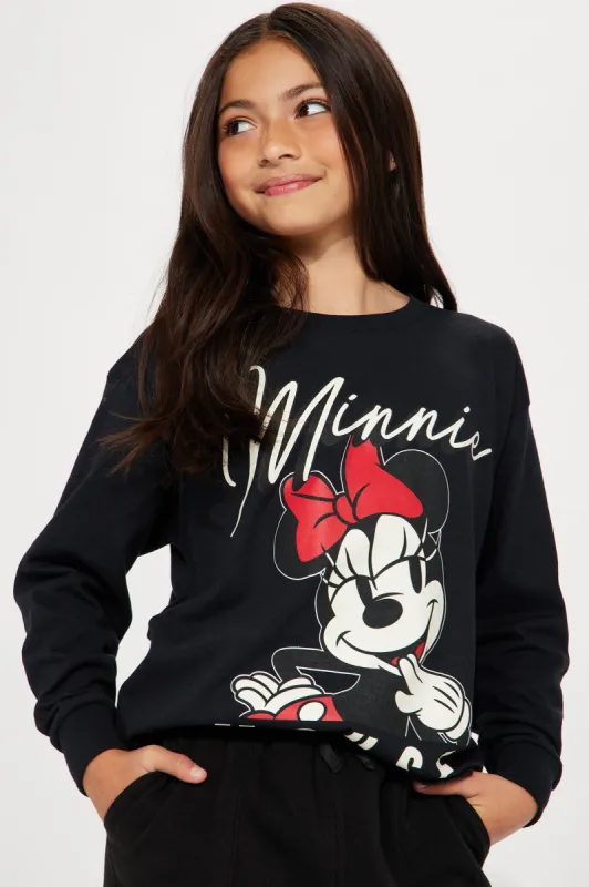 Mini Minnie Mouse Long Sleeve Top - Black sold by Fashion Nova