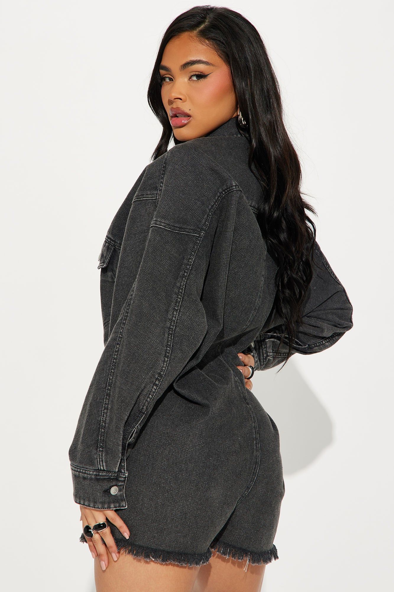 Jodie Denim Romper - Black sold by Fashion Nova product image thumbnail 2