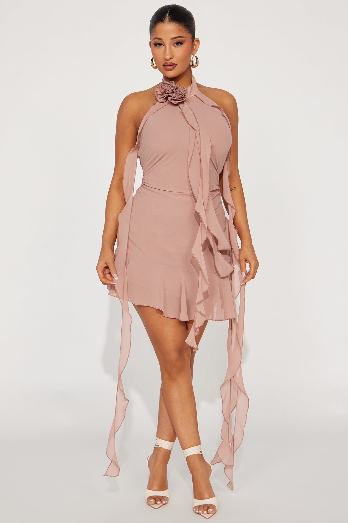 Brielle Chiffon Mini Dress - Mauve sold by Fashion Nova