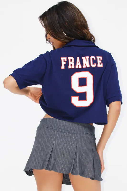 Finest In France Polo Tee - Navy sold by Fashion Nova