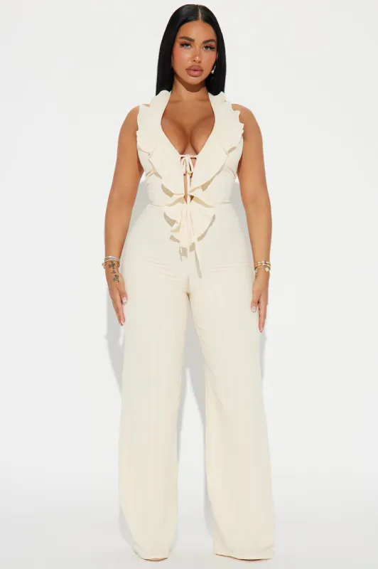 Wind In My Hair Jumpsuit - Cream sold by Fashion Nova