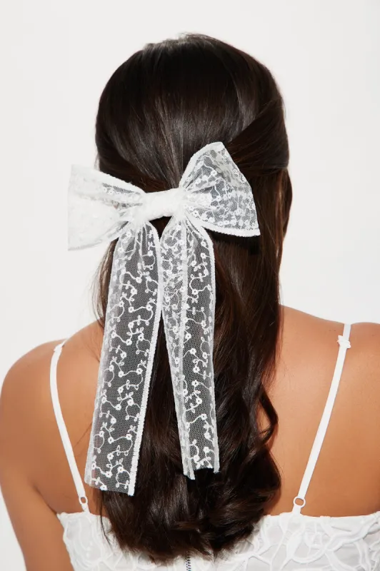 Cottage Garden Hair Bow - White sold by Fashion Nova