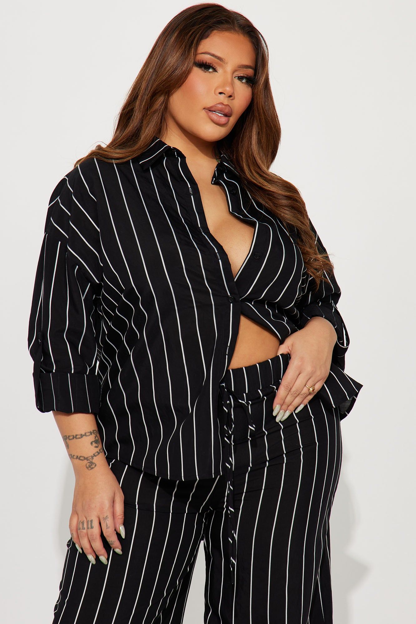 Don't Tempt Me Striped Pant Set - Black/White sold by Fashion Nova product image thumbnail 5