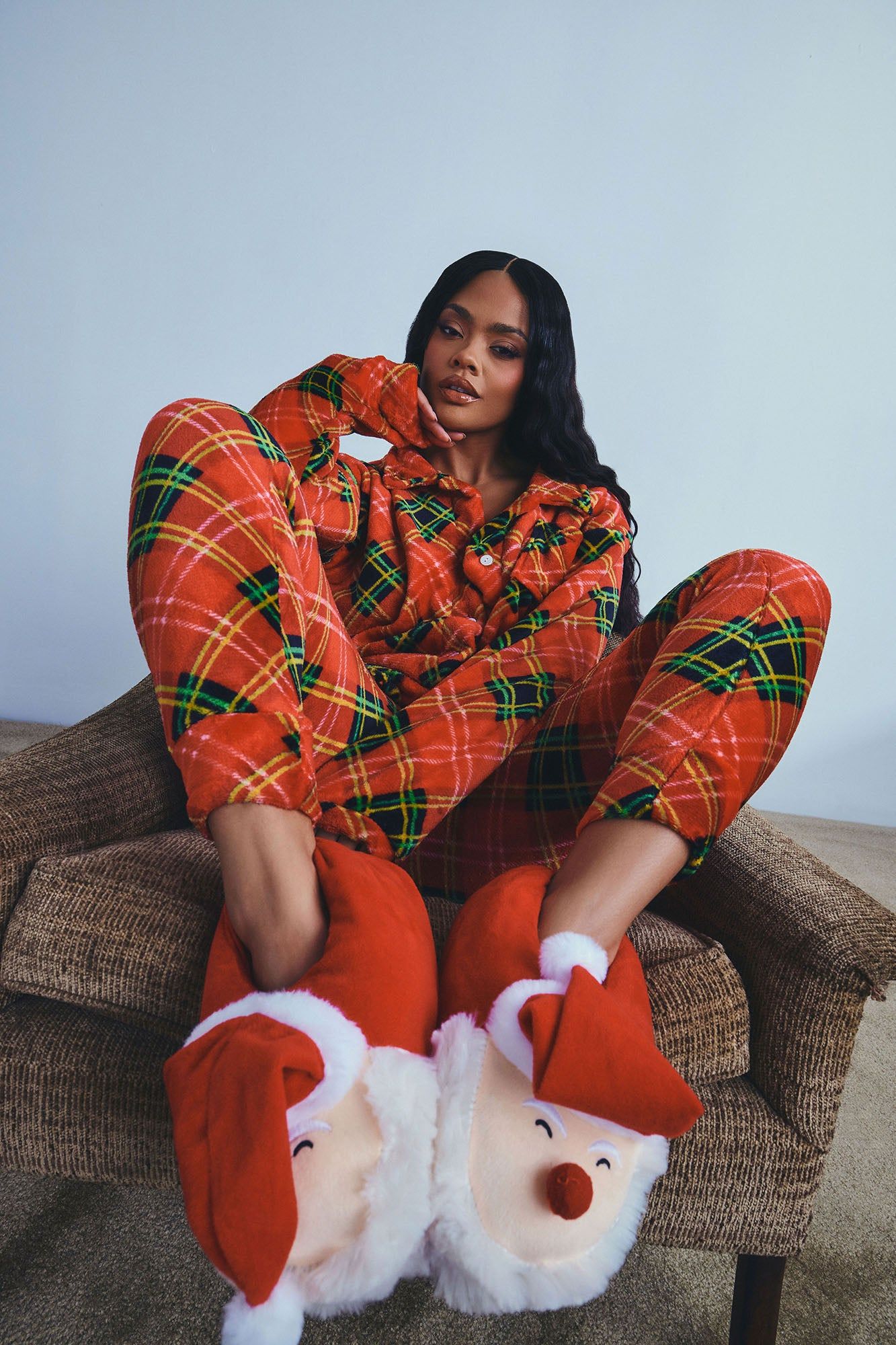 By The Fireplace Plush PJ Pant Set - Red/combo sold by Fashion Nova product image thumbnail 3