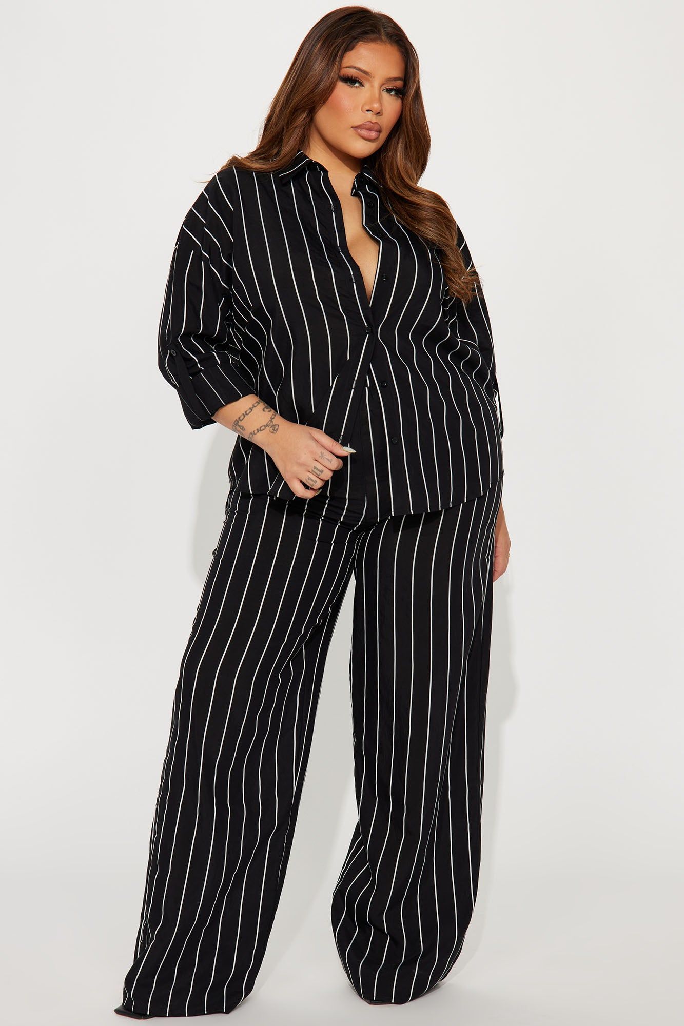 Don't Tempt Me Striped Pant Set - Black/White sold by Fashion Nova product image thumbnail 4