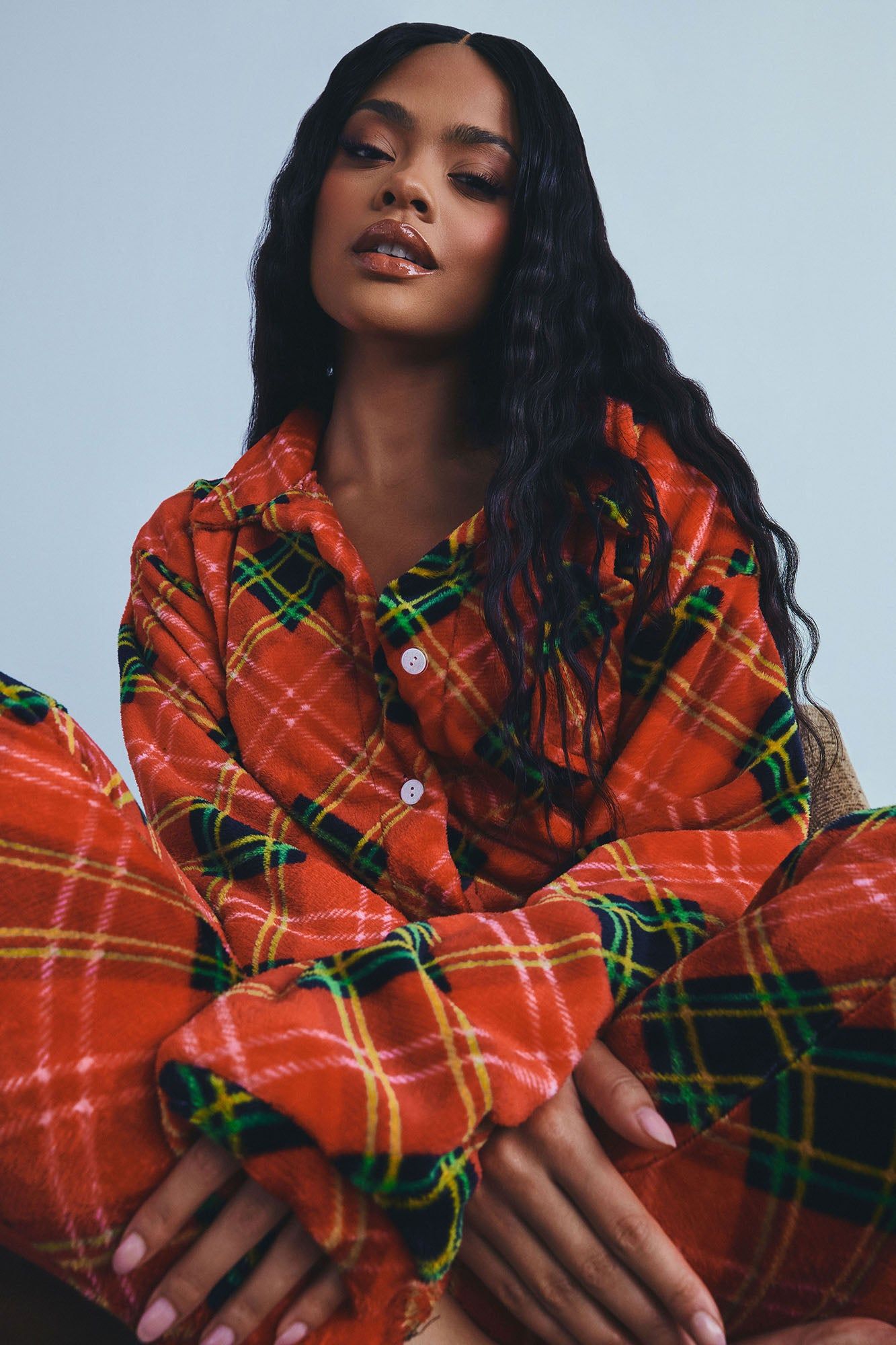 By The Fireplace Plush PJ Pant Set - Red/combo sold by Fashion Nova product image thumbnail 2