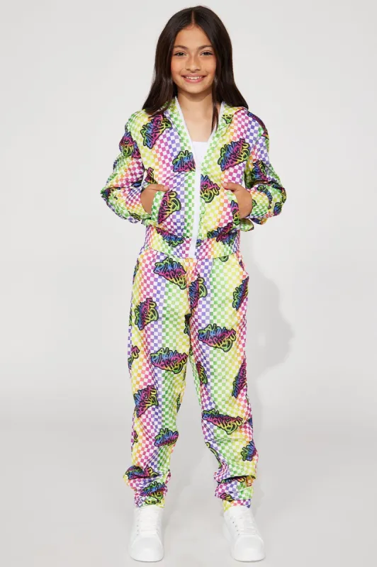 Mini Cozy Knit Zip Up Jogger Set - Gold/Multi sold by Fashion Nova