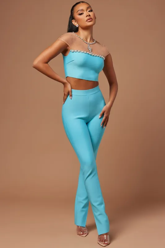 Charlotte Bandage Pant - Aqua sold by Fashion Nova