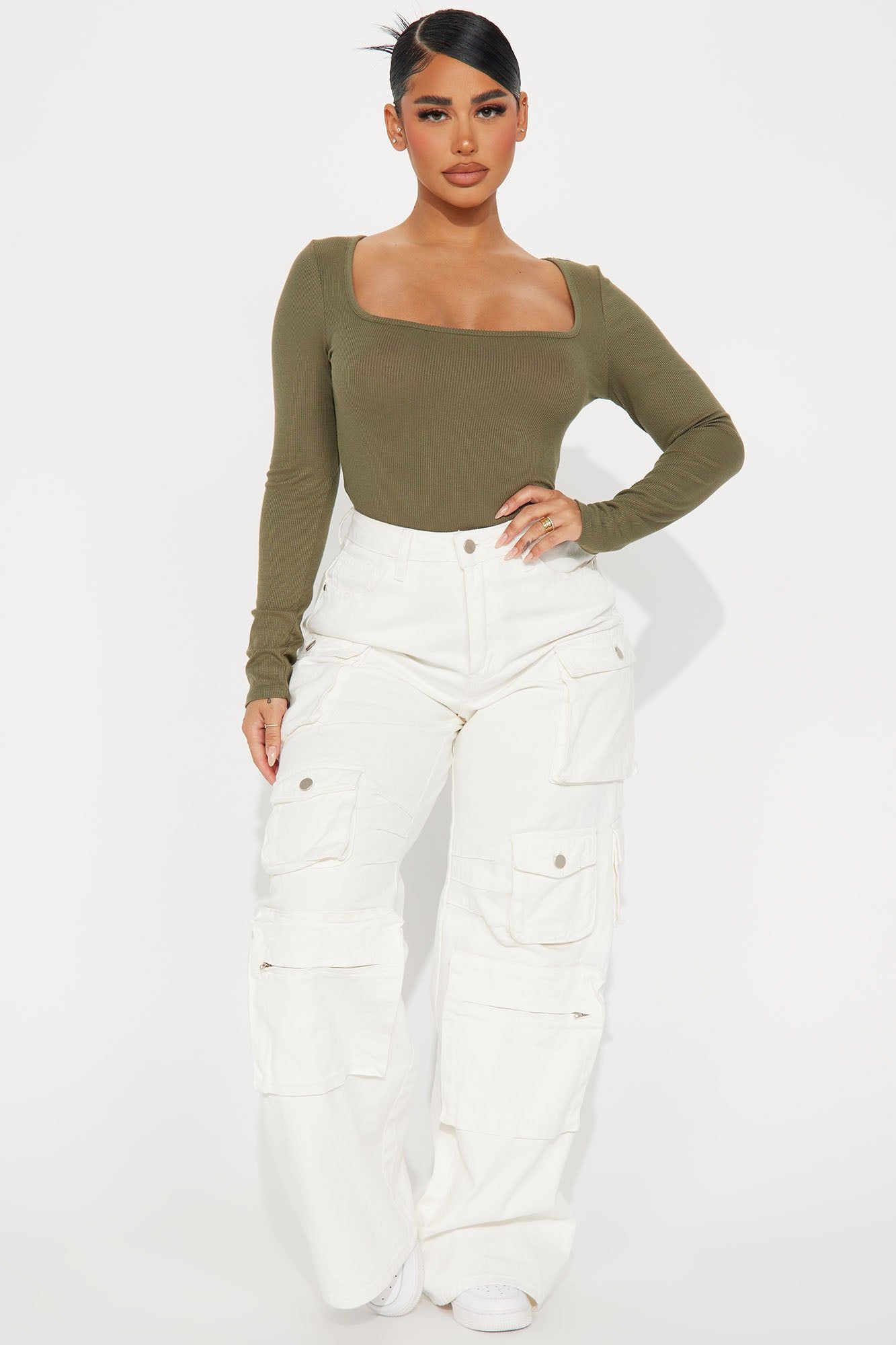 Issa Ribbed Top - Olive sold by Fashion Nova product image thumbnail 2