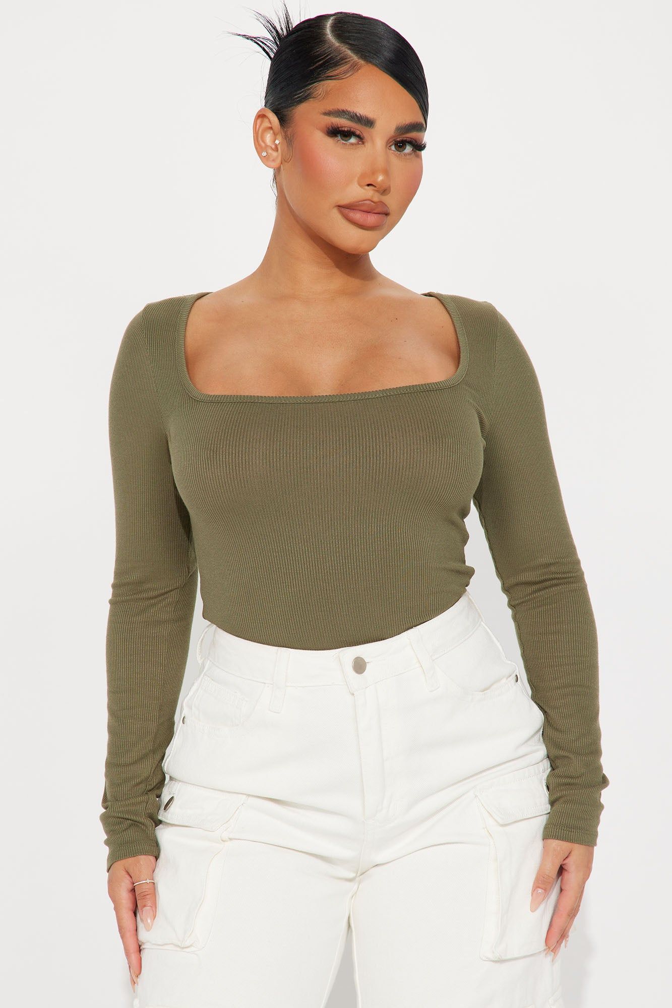 Issa Ribbed Top - Olive sold by Fashion Nova