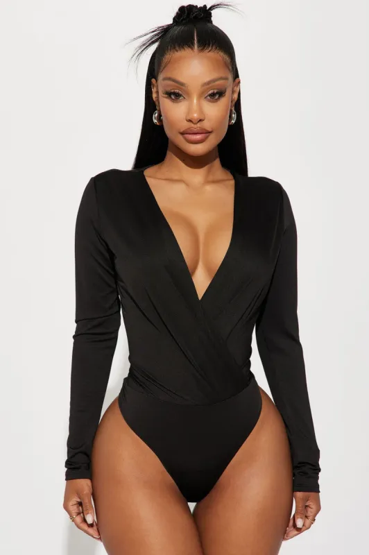 Clarissa Surplice Bodysuit - Black sold by Fashion Nova