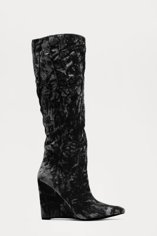 Barkley Velvet Knee High Boots - Black sold by Fashion Nova
