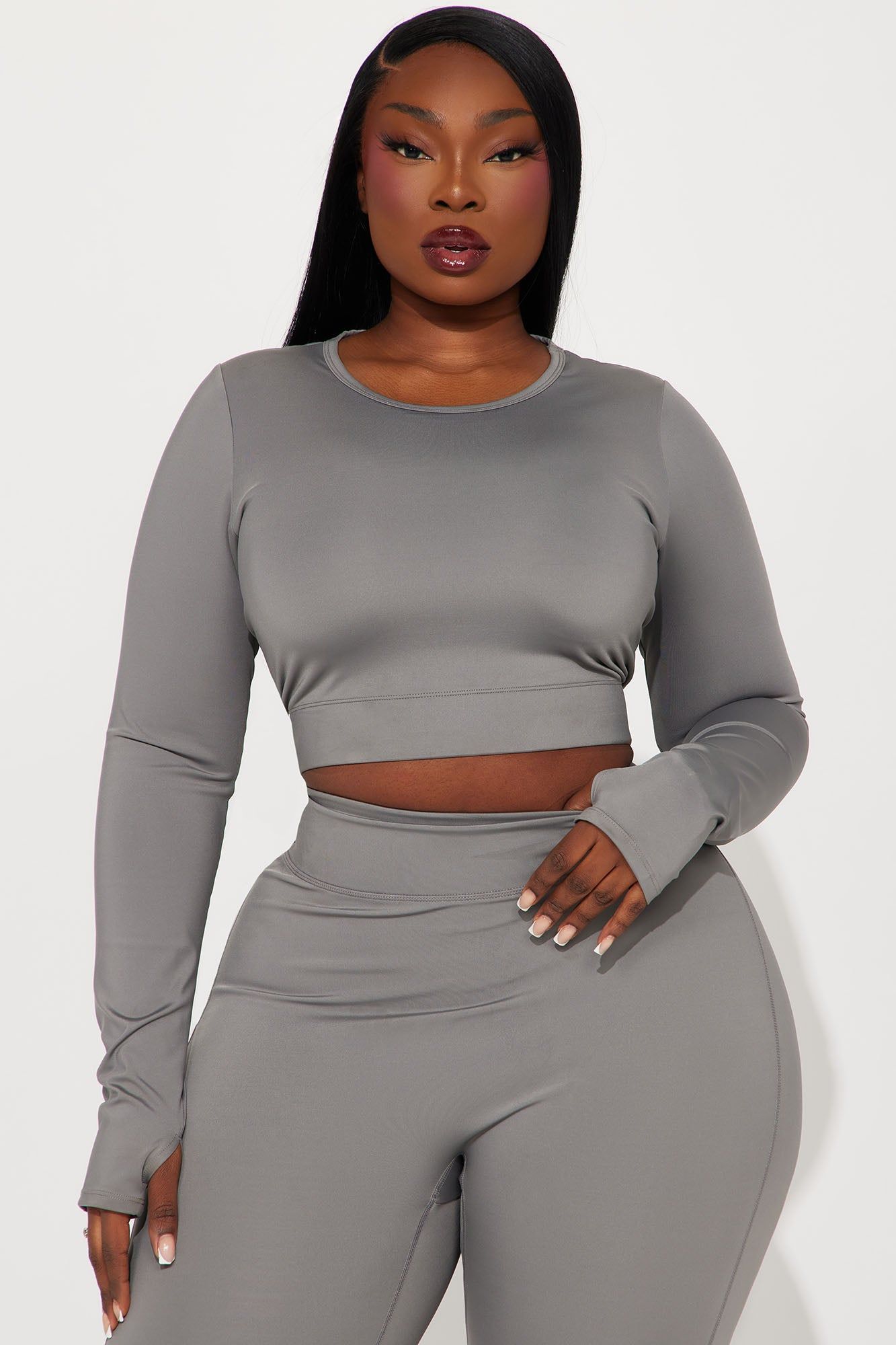 Claudia Elevate Long Sleeve Active Top - Charcoal sold by Fashion Nova product image thumbnail 4