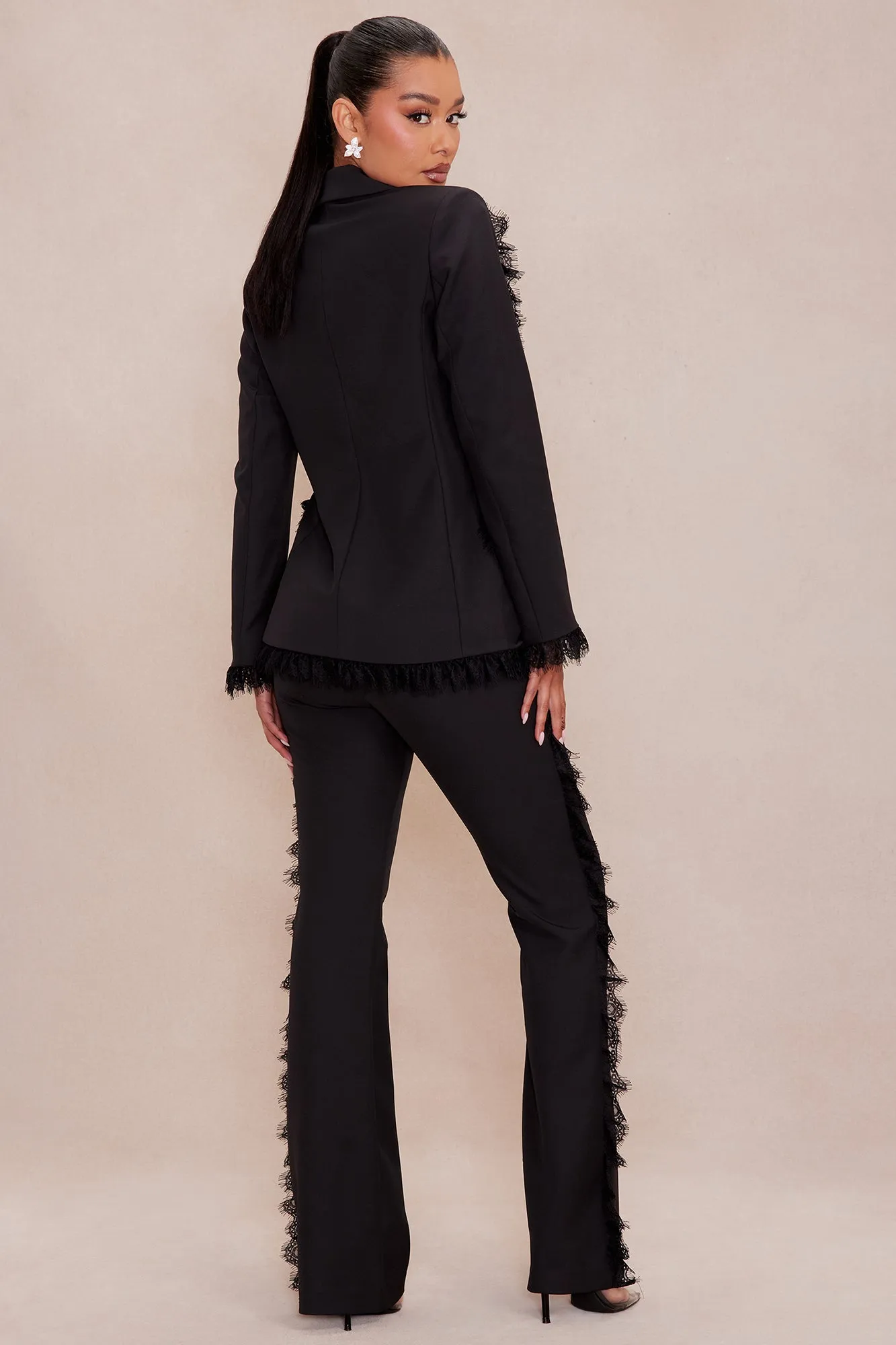 Natalie Lace Trim Blazer Suit Set - Black sold by Fashion Nova product image thumbnail 4
