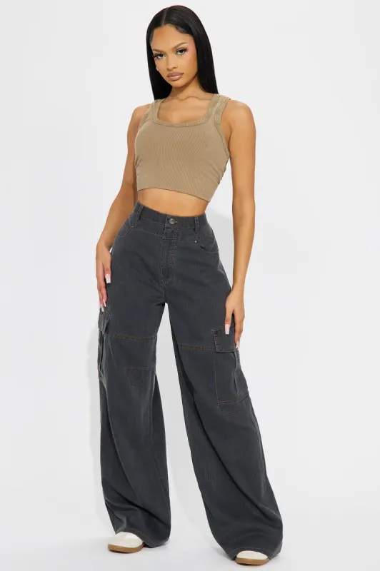 Hard To Believe Cargo Pant - Charcoal sold by Fashion Nova
