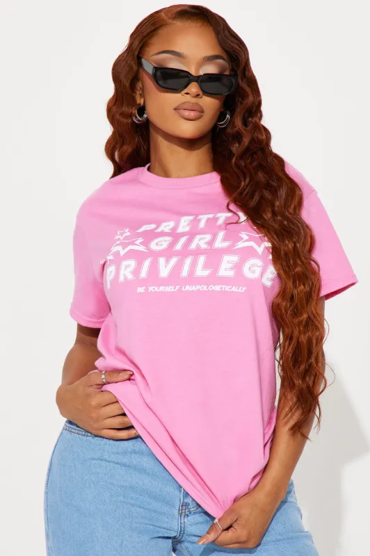 Pretty Girl Privilege Graphic Tee - Pink sold by Fashion Nova