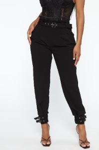 Keep Me Buckled Trouser - Black sold by Fashion Nova