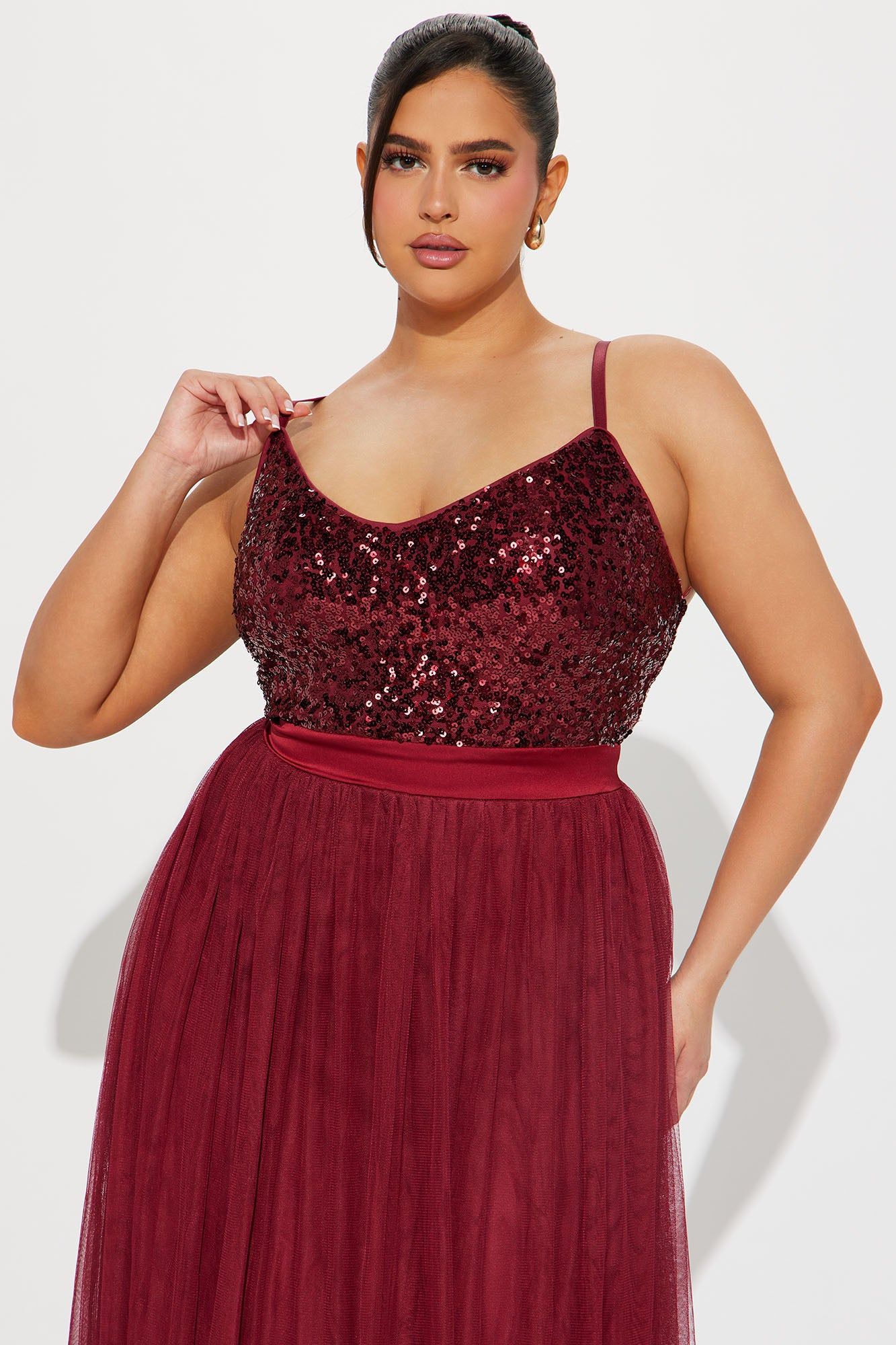 Eliza Sequin Mesh Gown - Wine sold by Fashion Nova product image thumbnail 2