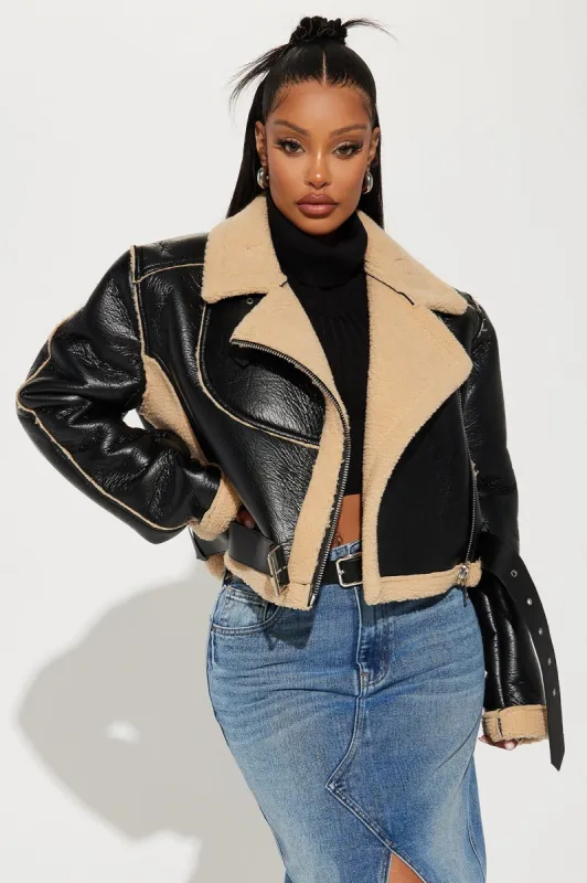 Life On The Edge Faux Leather Moto Jacket - Black sold by Fashion Nova