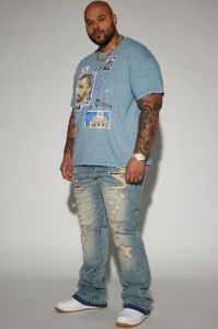 Anytime Stacked Skinny Flare Jeans - Vintage Blue Wash sold by Fashion Nova