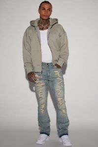 Anytime Stacked Skinny Flare Jeans - Vintage Blue Wash sold by Fashion Nova