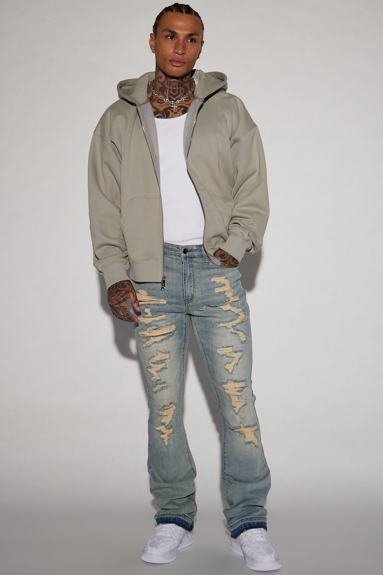 Anytime Stacked Skinny Flare Jeans - Vintage Blue Wash sold by Fashion Nova product image thumbnail 3